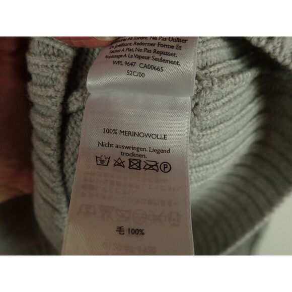 Eddie Bauer Merino Wool Gray Sweater Small V-Neck Layering Cable Knit Classic - Picture 10 of 10